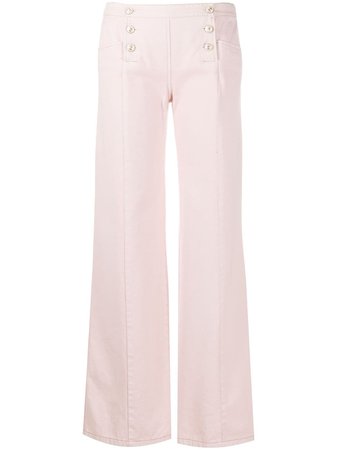 Shop pink Chanel Pre-Owned 2003 double-breasted front flared jeans with Express Delivery - Farfetch