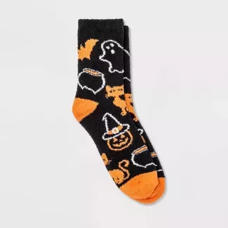 Women's Cozy Halloween Crew Socks - Hyde & Eek! Boutique™ Black 4-10 : Target