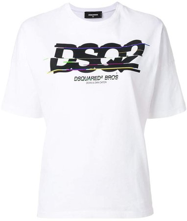 spliced logo print T-shirt