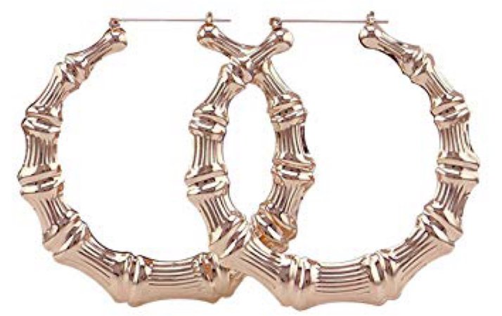 rose gold bamboo hoops