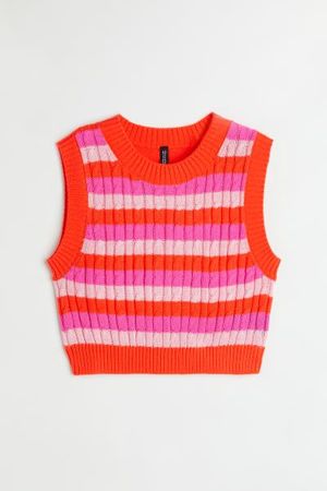 Sweater Vest - Orange/striped - Ladies | H&M US