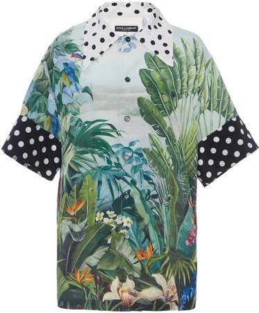 Dolce & Gabbana Short Sleeved Contrast Cuff Printed Shirt Size: 36