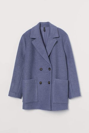 Short Boucle Coat - Blue