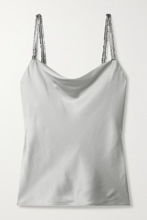Felicity Crystal-embellished Silk-blend Charmeuse Camisole - Silver