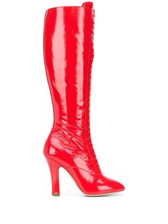 Red Miu Miu lace-up over-the-knee boots 5W1O5DH27 - Farfetch