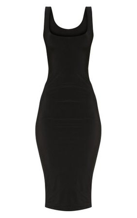 Black Slinky Strappy Midi Dress | Dresses | PrettyLittleThing