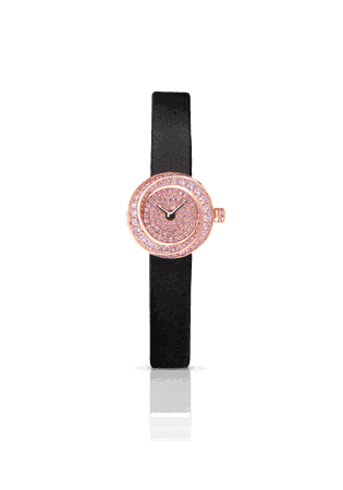 Spiral, Pink Diamond, Black Satin Strap | Graff