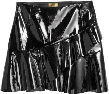 Flounced Patent Skirt - Black