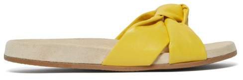 Knotted Leather Slide - Womens - Yellow