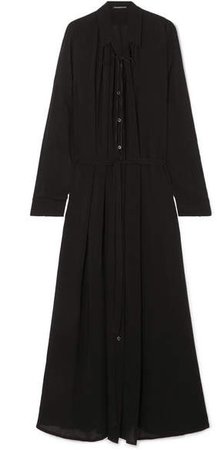 Ruched Crepe De Chine Maxi Dress - Black