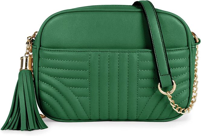 EVVE Quilted Crossbody Bags for Women - Stylish Camera Bag with Tassel - Lightweight Medium Size Shoulder Purse | Kelly Green: Handbags: Amazon.com