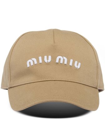 Miu Miu Drill embroidered-logo Baseball Cap - Farfetch