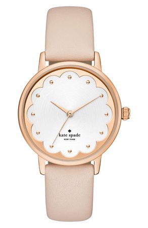 kate spade new york metro scallop leather strap watch, 34mm | Nordstrom