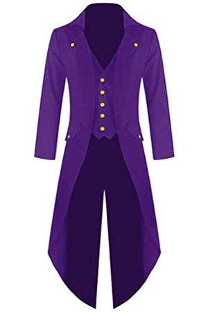 Amazon.com: H&ZY Men's Steampunk Vintage Tailcoat Jacket Gothic Victorian Frock Coat Uniform Halloween Costume Purple : Clothing, Shoes & Jewelry