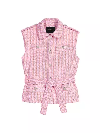 Shop Maje Sleeveless Tweed Jacket | Saks Fifth Avenue