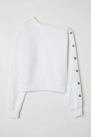 One-shoulder Sweatshirt - White