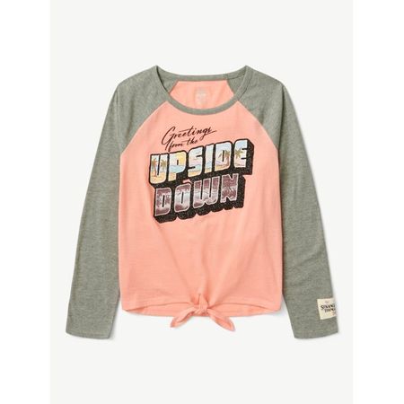 Justice x Stranger Things Girls Long Sleeve Tie Front Baseball Raglan T-Shirt, Sizes 5-18 & Plus - Walmart.com
