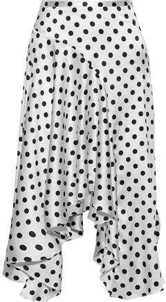 Asymmetric Polka-dot Silk-blend Satin Skirt