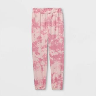 Girls' Tie-dye Fleece Jogger Pants - Art Class™ Pink : Target