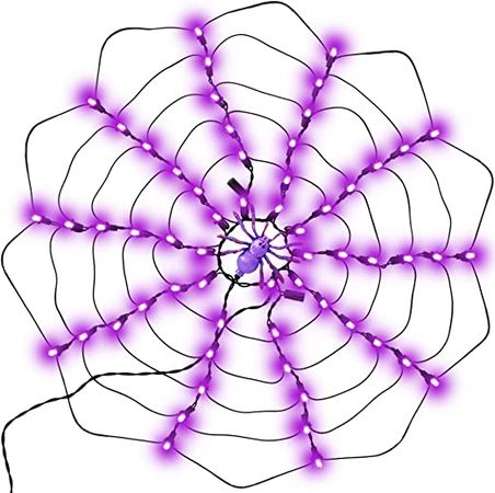 Amazon.com: Zcaukya Halloween Indoor Decoration, 2 FT Halloween 60 LED Lighted Purple Spider Web Lights with Spider, 120V High Voltage LED Window Light Decorations for Halloween : Patio, Lawn & Garden