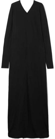 Draped Cotton-jersey Maxi Dress - Black