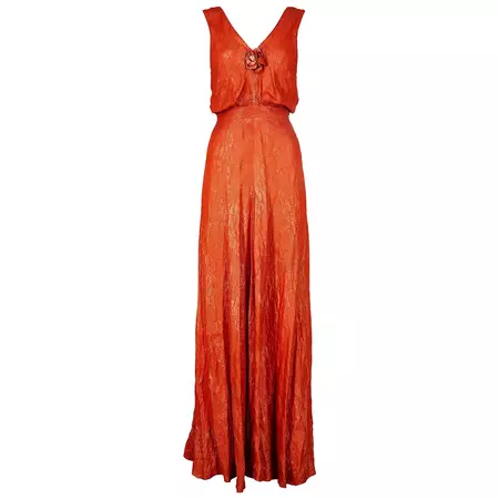 1930s Deep Orange Lame Dress at 1stDibs