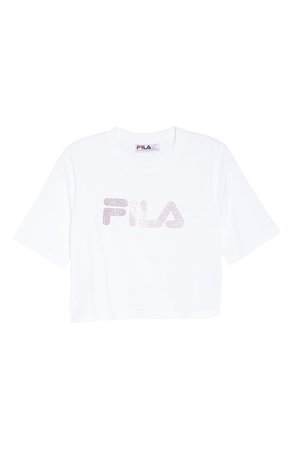 FILA Nasiba Embellished Crop T-Shirt | White