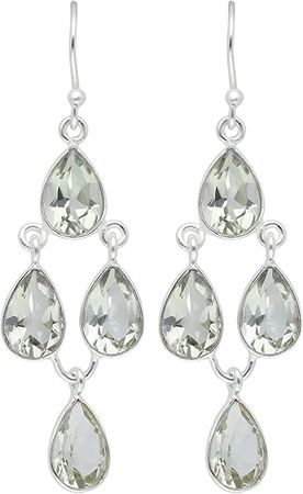 Amazon.com: YoTreasure Green Amethyst Solid 925 Sterling Silver Dangle Earrings Gemstone Jewelry: Clothing, Shoes & Jewelry