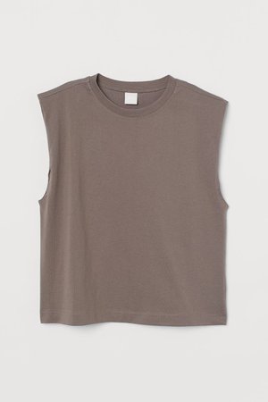 Sleeveless T-shirt - Dark beige - Ladies | H&M US