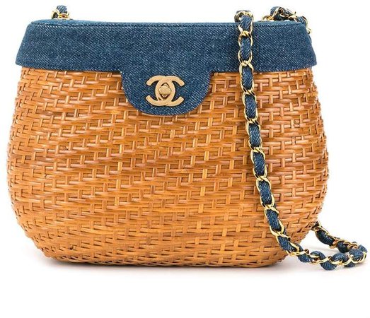 Chanel Pre Owned Denim Basket Chain Shoulder Bag