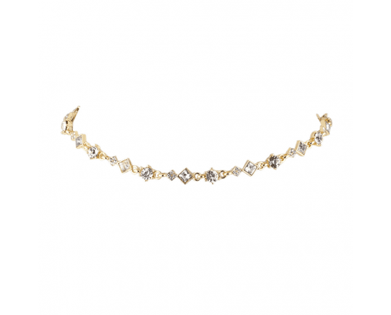 Goldtone Crystal Rhinestone Delicate Statement Choker Necklace - Necklaces