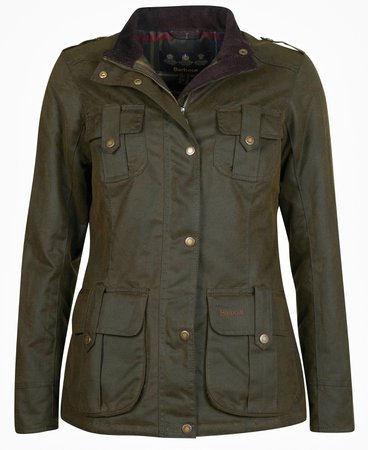 Barbour Winter Defence Waxed Cotton Jacket in Green | Barbour