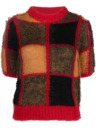 Marni Patchwork Knitted short-sleeve Top - Farfetch