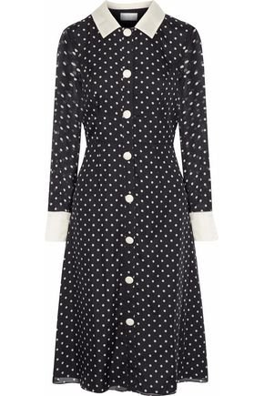 Satin-trimmed polka-dot silk-chiffon dress | MIKAEL AGHAL | Sale up to 70% off | THE OUTNET