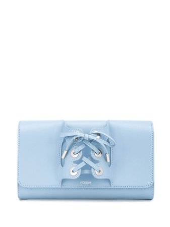 Perrin Paris Lace-Up Detail Clutch Bag COR52CALS Blue | Farfetch