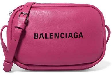 Everyday Printed Textured-leather Camera Bag - Bright pink