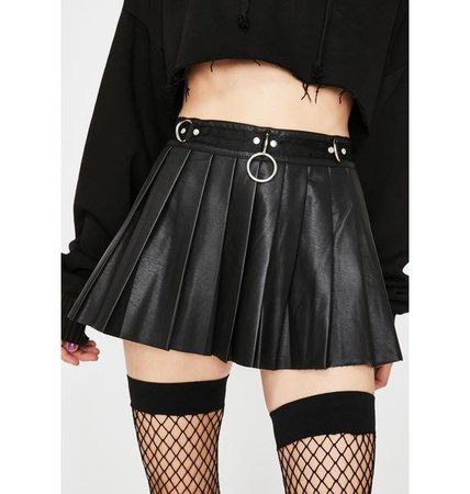 Current Mood Extra Short Pleated Vegan Leather Mini Skirt - Black | Dolls Kill