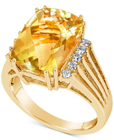 Macy's 14k Gold Citrine & Diamond Ring