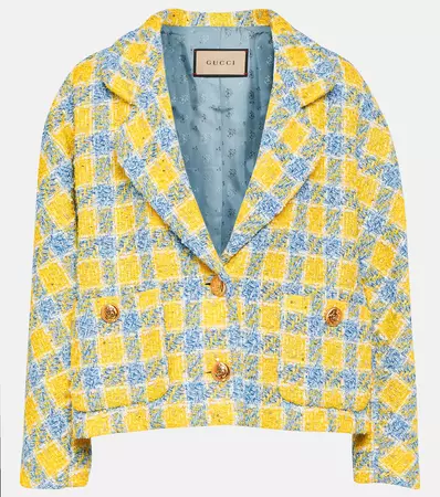 Checked Lame Tweed Jacket in Yellow - Gucci | Mytheresa