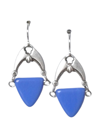 Periwinkle Blue Fans are suspended from gorgeous antiqued silver Art Deco findings. They fall 1 inch from sterling silver ear wires. What a great summertime earring!