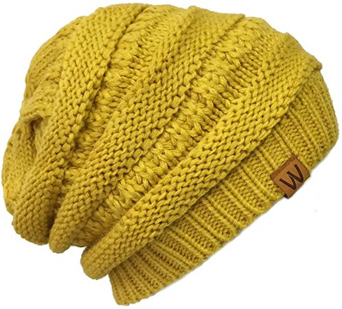 Amazon.com: Knitted Slouchy Beanie Beret, Saffron Yellow: Toys & Games
