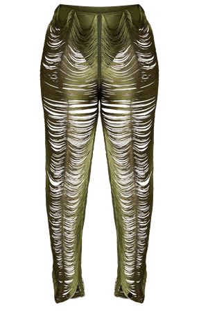 Green Fringe Pants