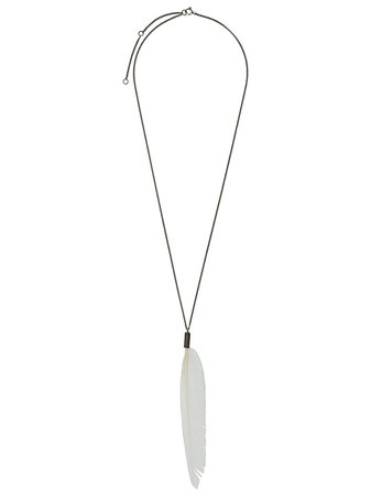 White Ann Demeulemeester Feather Pendant Necklace | Farfetch.com