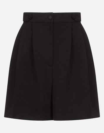 Women's Trousers and Shorts in Black | Woolen shorts with tabs | Dolce&Gabbana