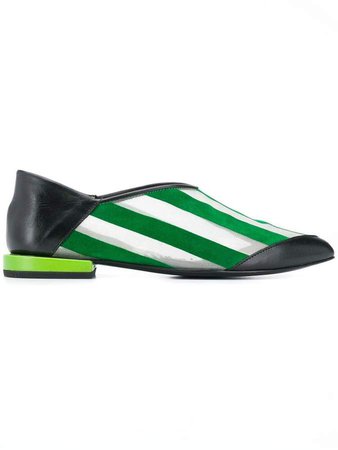 striped pointed toe loafers