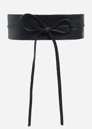 black leather self-tie corset belt