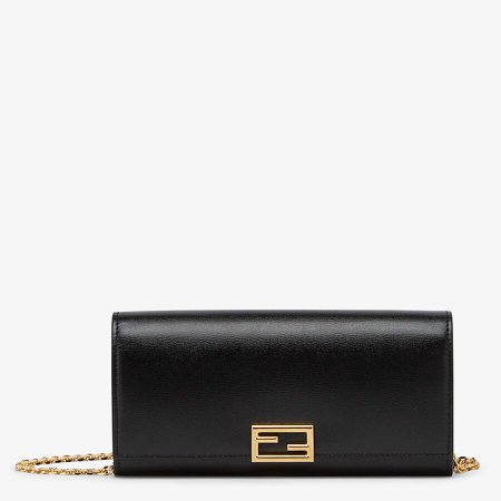 Black leather wallet - CONTINENTAL WITH CHAIN | Fendi