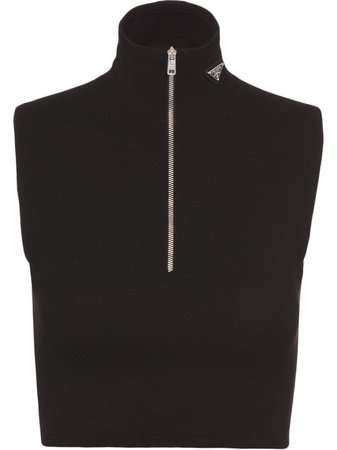 Shop black Prada cropped sleeveless top with Express Delivery - Farfetch