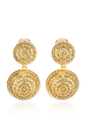 Gold-Tone Dome Clip-On Drop Earrings by Oscar de la Renta | Moda Operandi