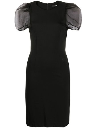 Karl Lagerfeld black organza sleeve dress for women | 206W1363999 at Farfetch.com